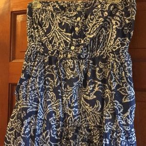 American Eagle Strapless Dress size 10 Blue/White